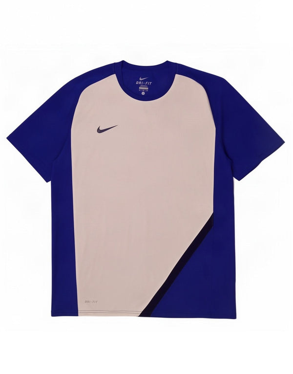 Camiseta masculina Nike Dri Fit Top XL azul colorblock poliéster