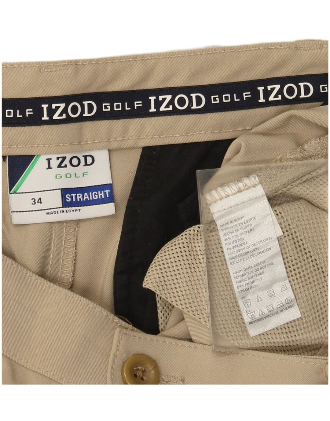 Izod Mens Chino Shorts W34 Grande Poliéster Bege