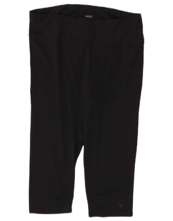 Leggings capri femininas Marks & Spencer UK 16 grandes esportivas pretas de poliéster