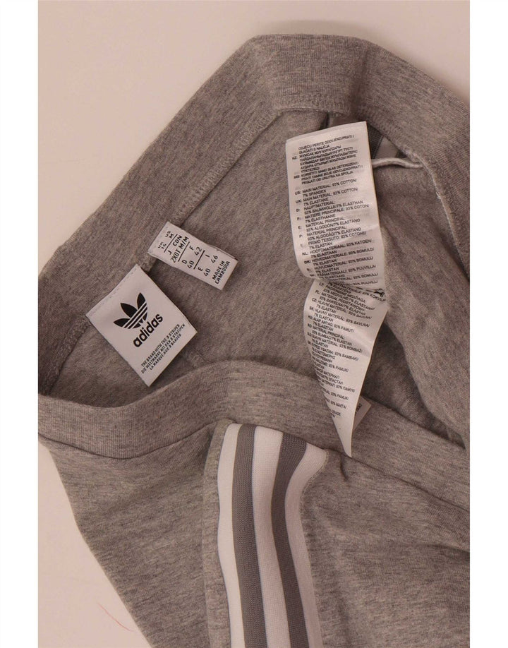 Leggings Adidas Femininas UK 14 Algodão Cinza Médio