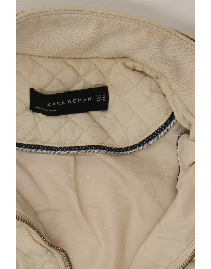 Jaqueta acolchoada feminina Zara UK 12 médio off white