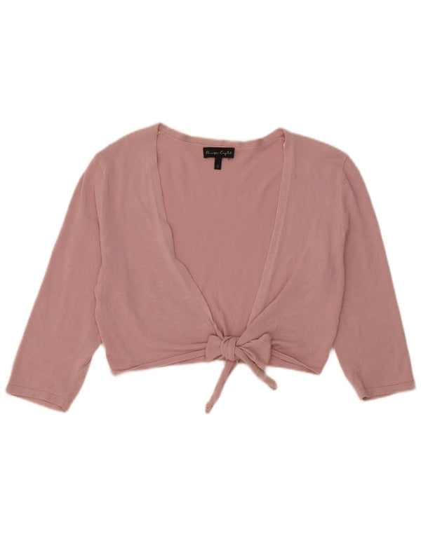 Cardigan feminino Phase Eight com manga 3/4 e amarração frontal Reino Unido 10 pequeno rosa