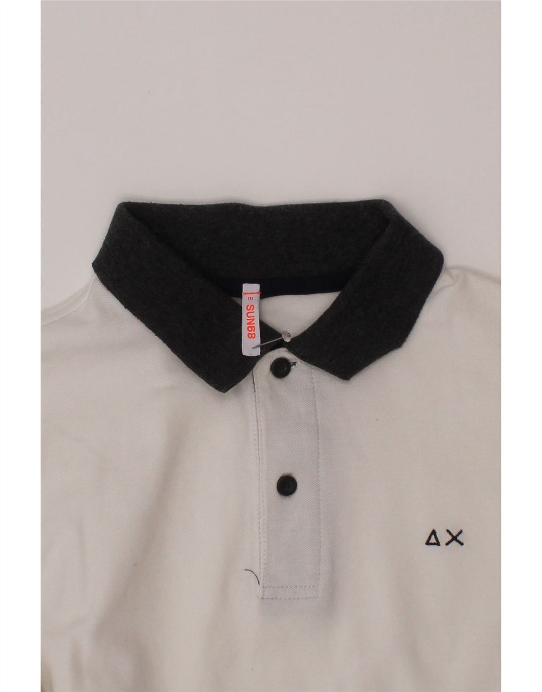 Sun68 Camisa pólo masculina de manga comprida 9-10 anos branca
