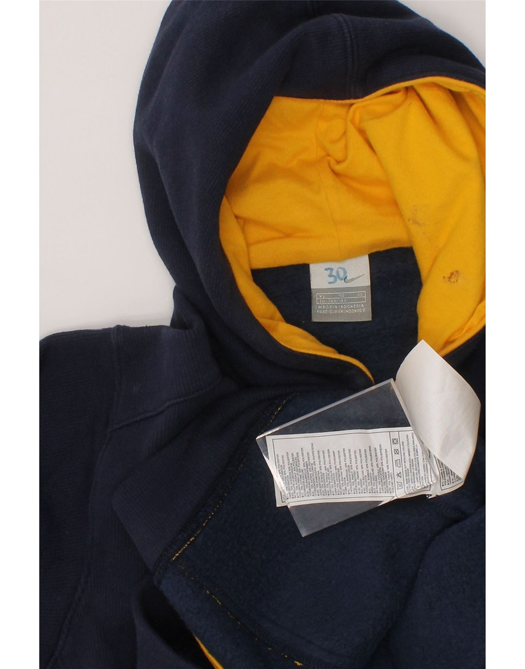 NIKE Boys Graphic Zip Hoodie Sweater 8-9 Years XL  Navy Blue Cotton Vintage Nike and Second-Hand Nike from Messina Hembry 