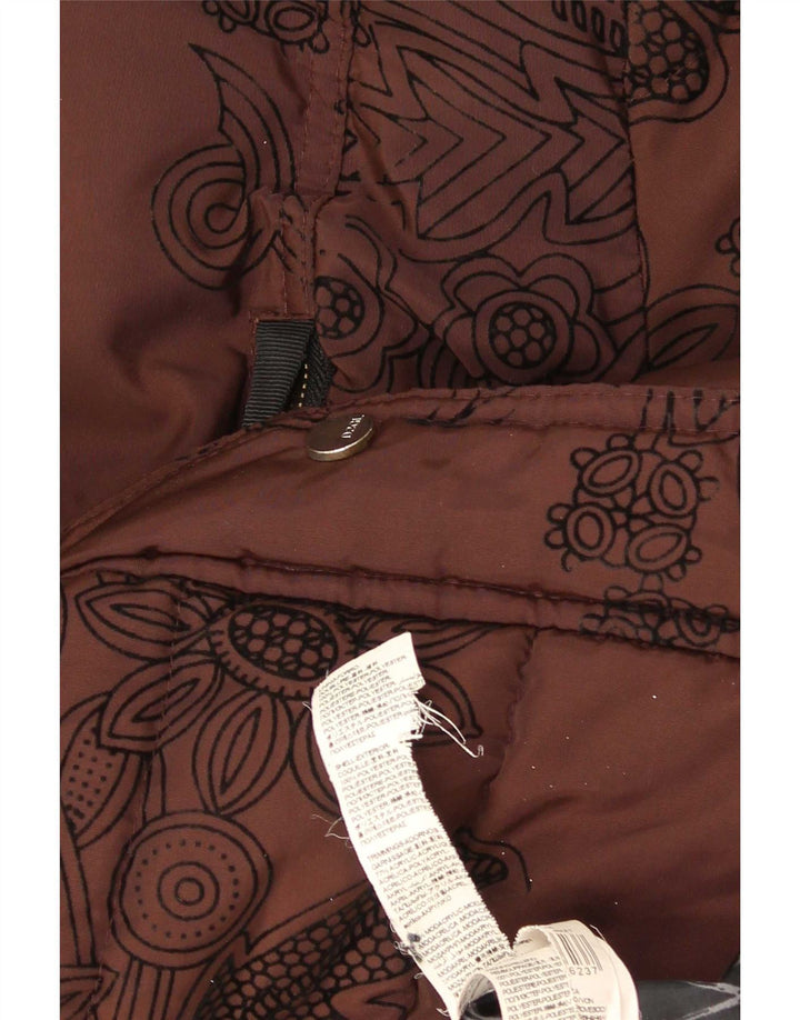 Jaqueta feminina acolchoada com capuz e capuz Desigual UE 36 pequena marrom floral