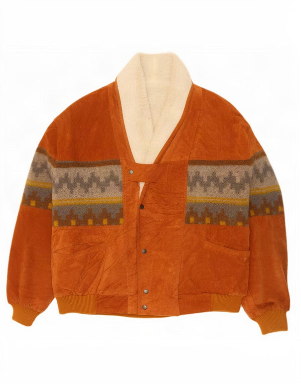 Jaqueta masculina de couro Colombus Loose Fit UK 40 grande bege geométrico