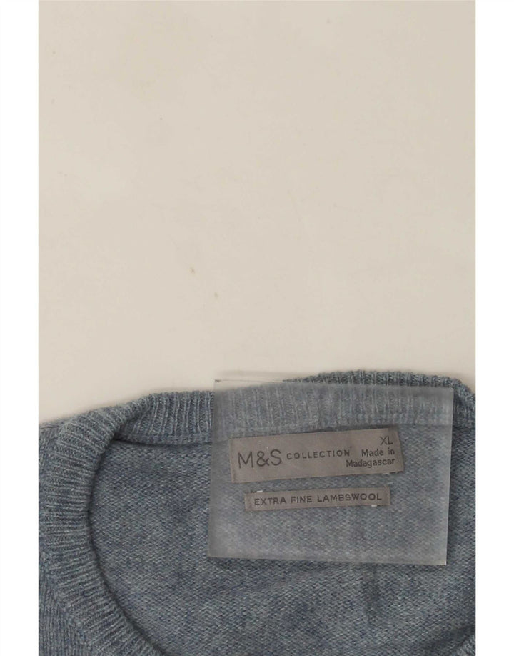 Suéter masculino Marks & Spencer com gola redonda XL lã azul