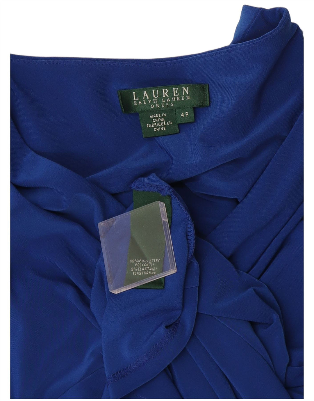 Ralph Lauren vestido feminino sem mangas com bainha US 4 pequeno azul poliéster