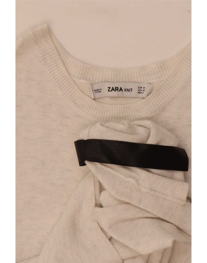 Zara Womens Vest Tank Top UK 12 Médio Branco Salpicado
