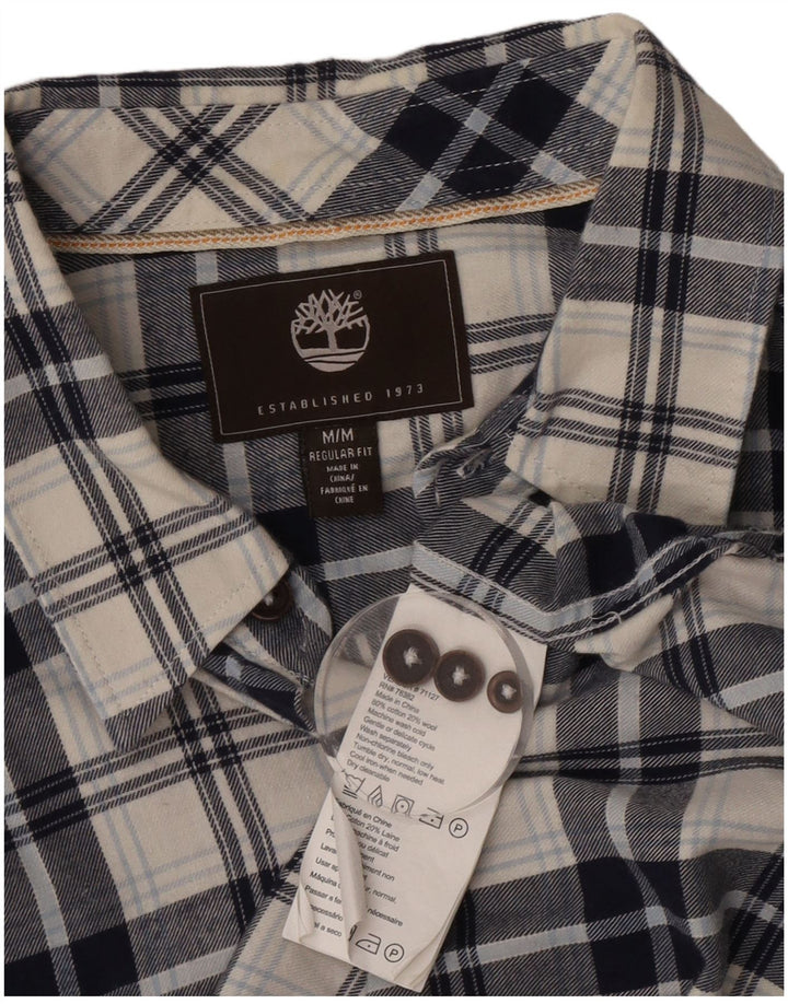 Camisa masculina de flanela Timberland Regular Fit azul médio xadrez algodão