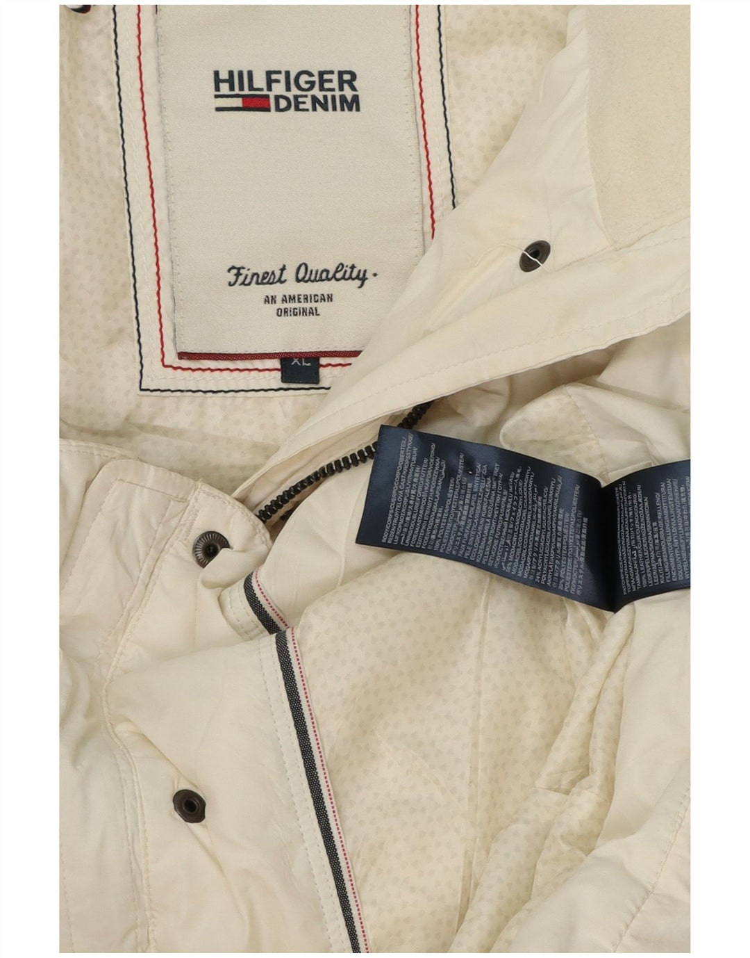 Jaqueta acolchoada com capuz feminina Tommy Hilfiger UK 18 XL poliéster branco