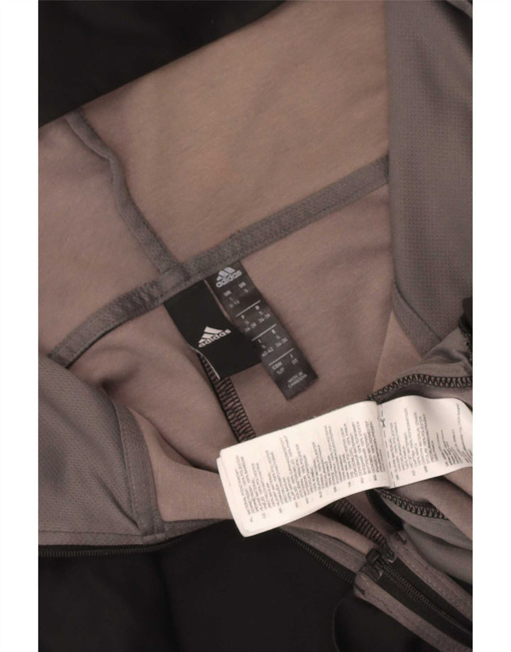 Adidas Womens Hooded Tracksuit Top Jacket Reino Unido 8/10 Pequeno Poliéster Preto