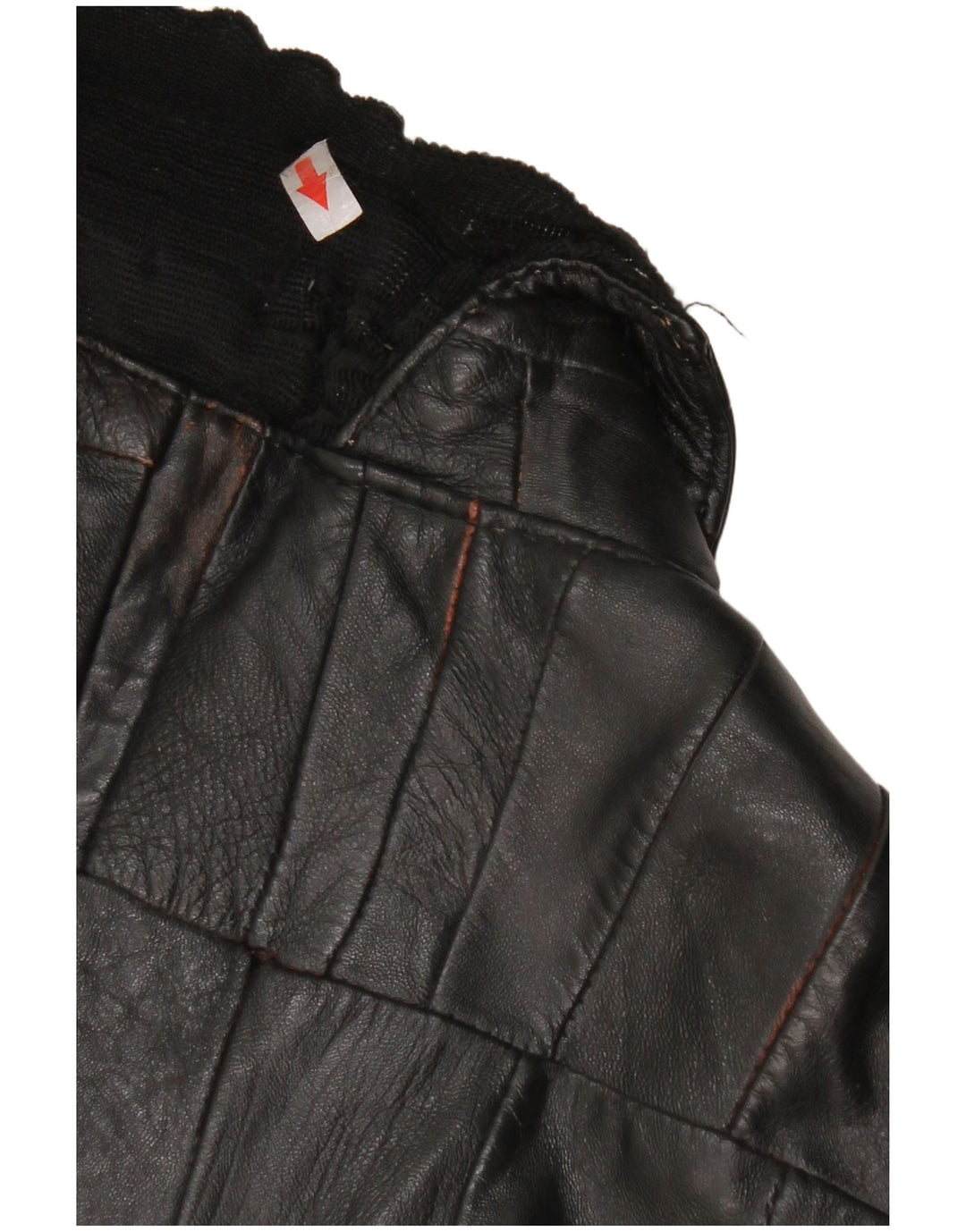 Jaqueta de couro bomber vintage feminina Reino Unido 12 couro preto médio
