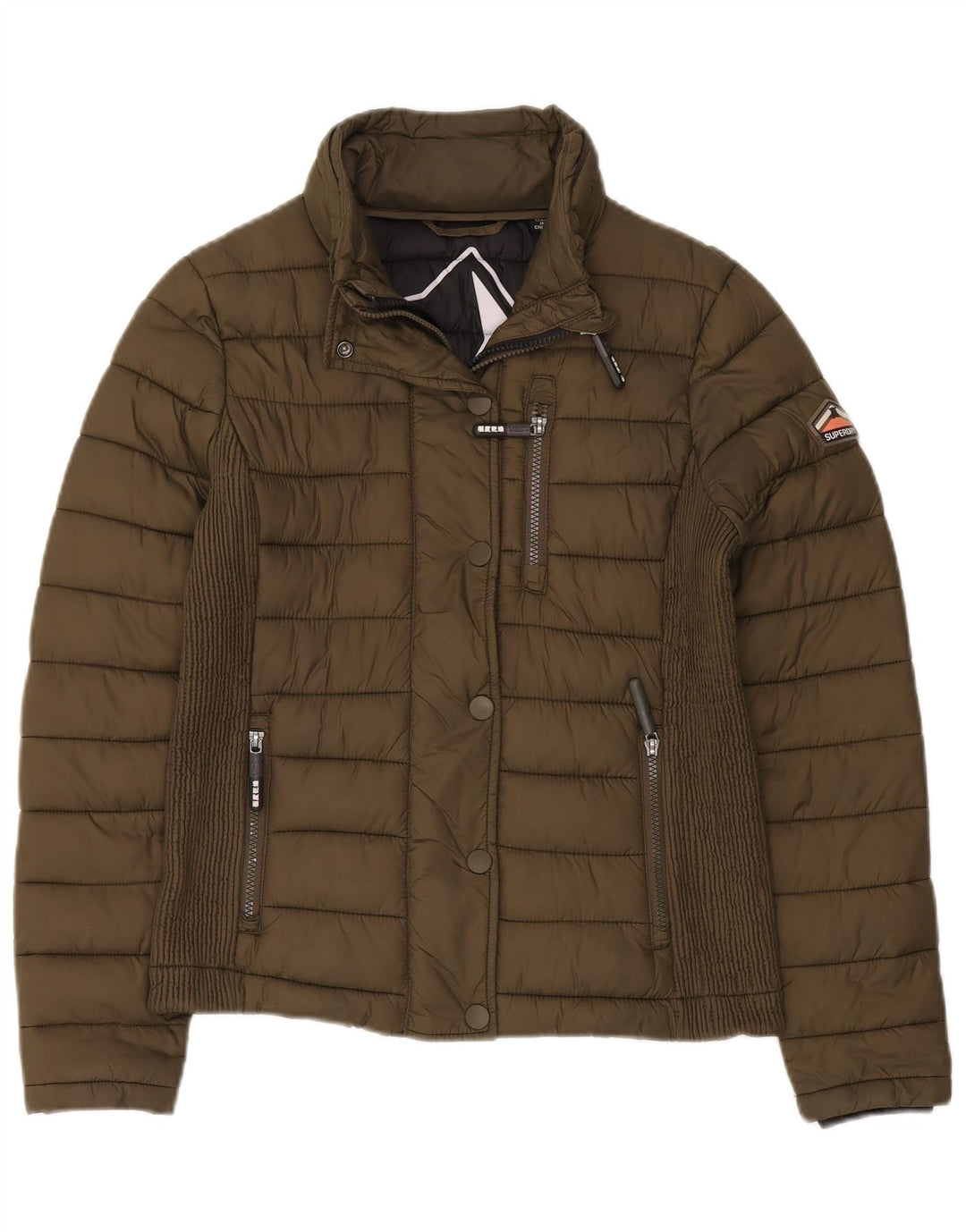 Jaqueta acolchoada feminina Superdry UK 12 nylon cáqui médio