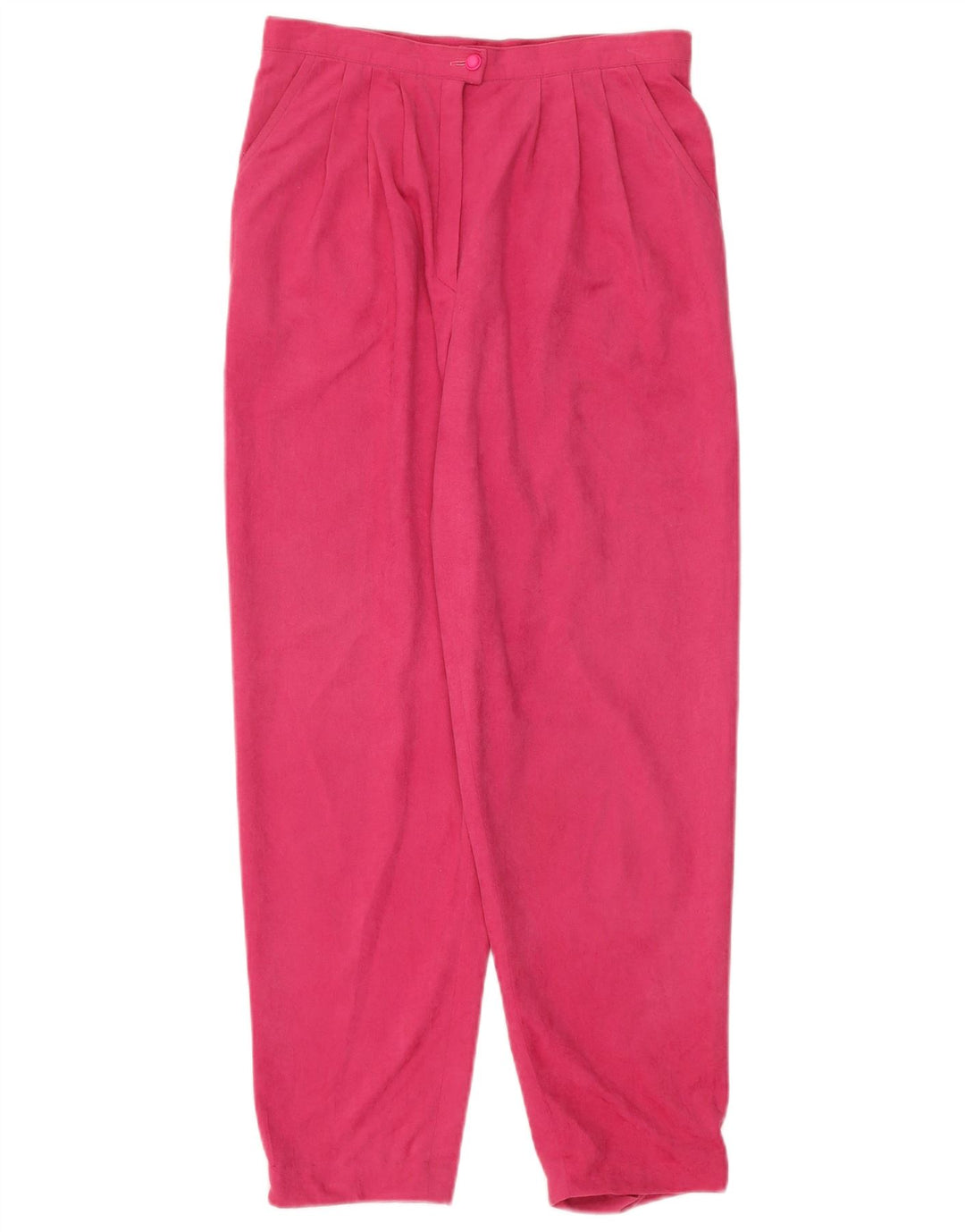 Calça feminina vintage folgada com pregas W28 L28 rosa