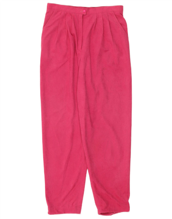 Calça feminina vintage folgada com pregas W28 L28 rosa