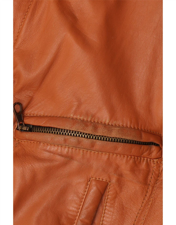 Jaqueta de couro masculina vintage UK 40 grande marrom
