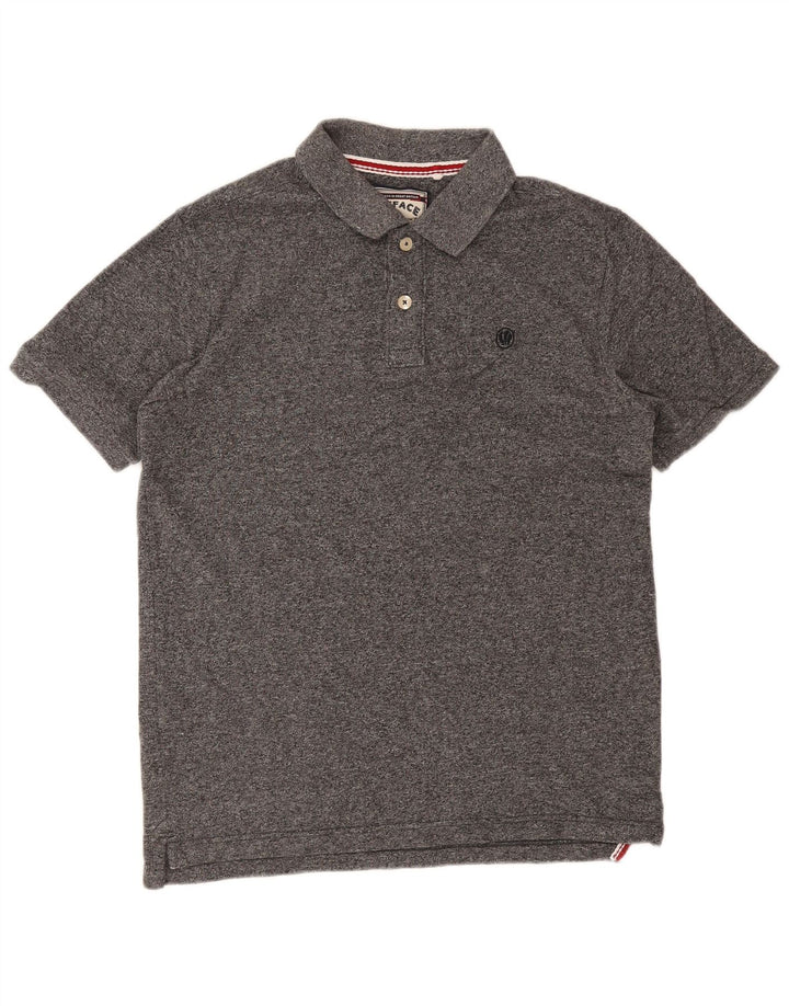Camisa polo masculina Fat Face grande algodão manchado cinza