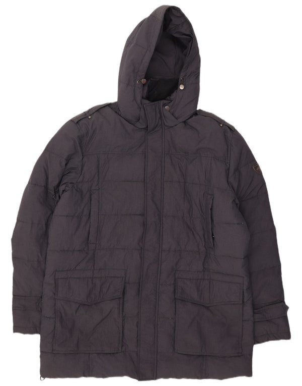 Casaco masculino acolchoado com capuz Navigare UK 46 3XL azul marinho nylon