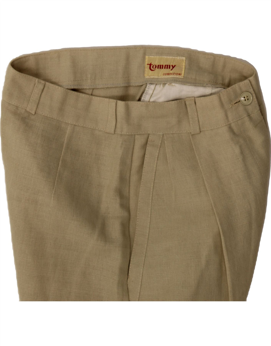 VINTAGE Womens Pegged Chino Trousers W25 L30 Beige Linen Vintage Vintage and Second-Hand Vintage from Messina Hembry 