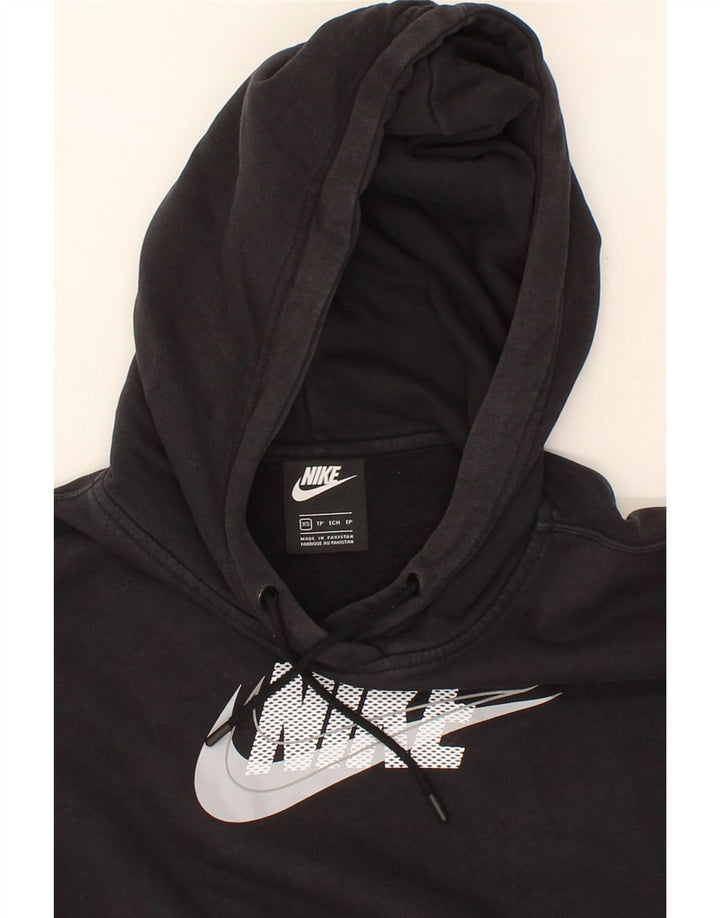 NIKE Womens Oversized Graphic Hoodie Jumper UK 6 XS Black Cotton Vintage Nike and Second-Hand Nike from Messina Hembry 