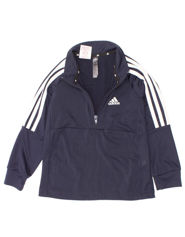 Adidas Meninos Aeroready Zip Neck Pullover Treino Top 5-6 Anos Azul Marinho