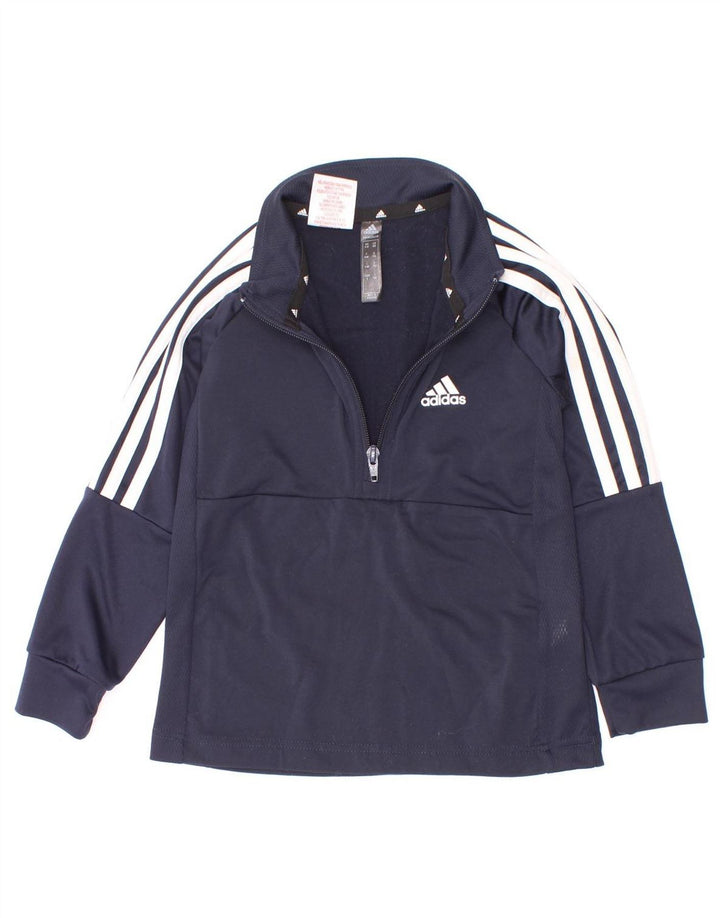 Adidas Meninos Aeroready Zip Neck Pullover Treino Top 5-6 Anos Azul Marinho