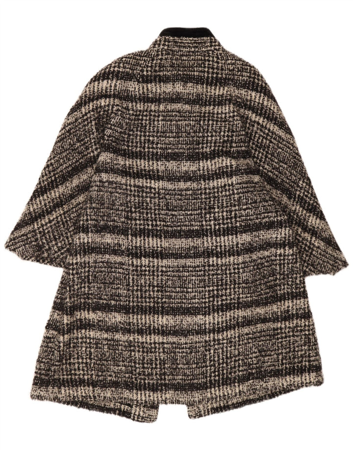 Sobretudo feminino vintage grande UK 16 listrado cinza grande