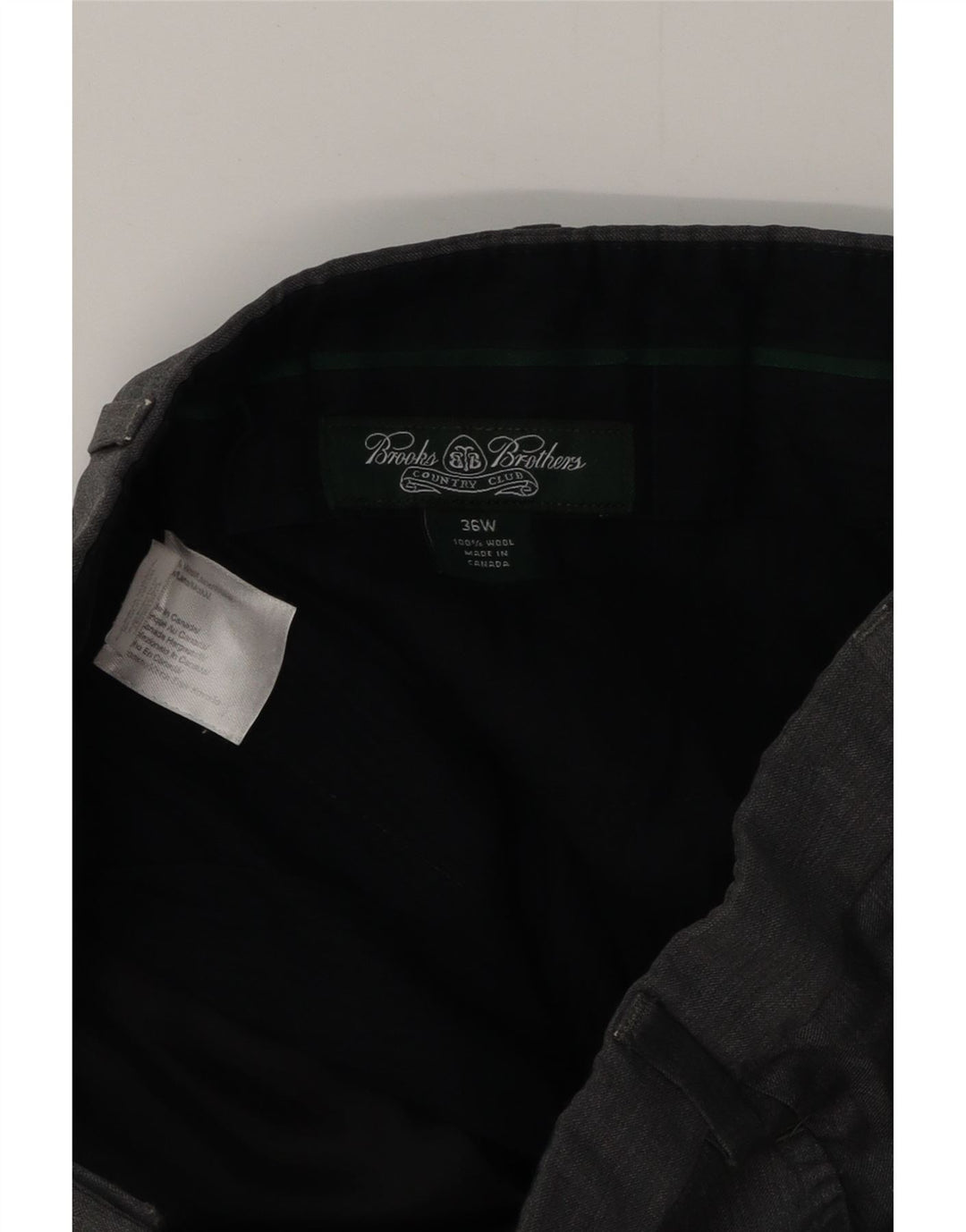 Calça masculina de terno reto BROOKS BROTHERS W36 L30 lã cinza