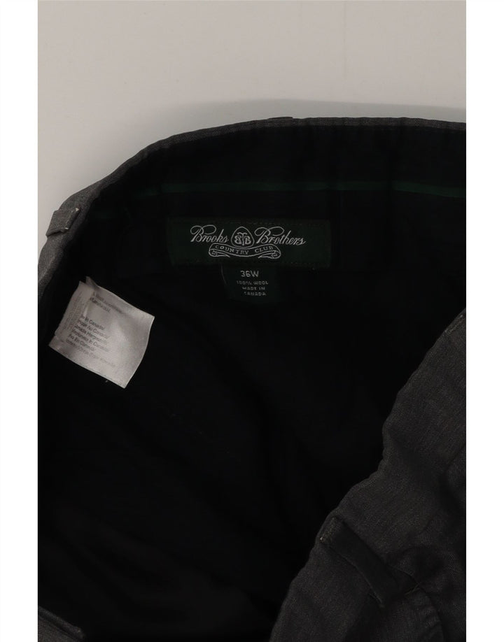 Calça masculina de terno reto BROOKS BROTHERS W36 L30 lã cinza