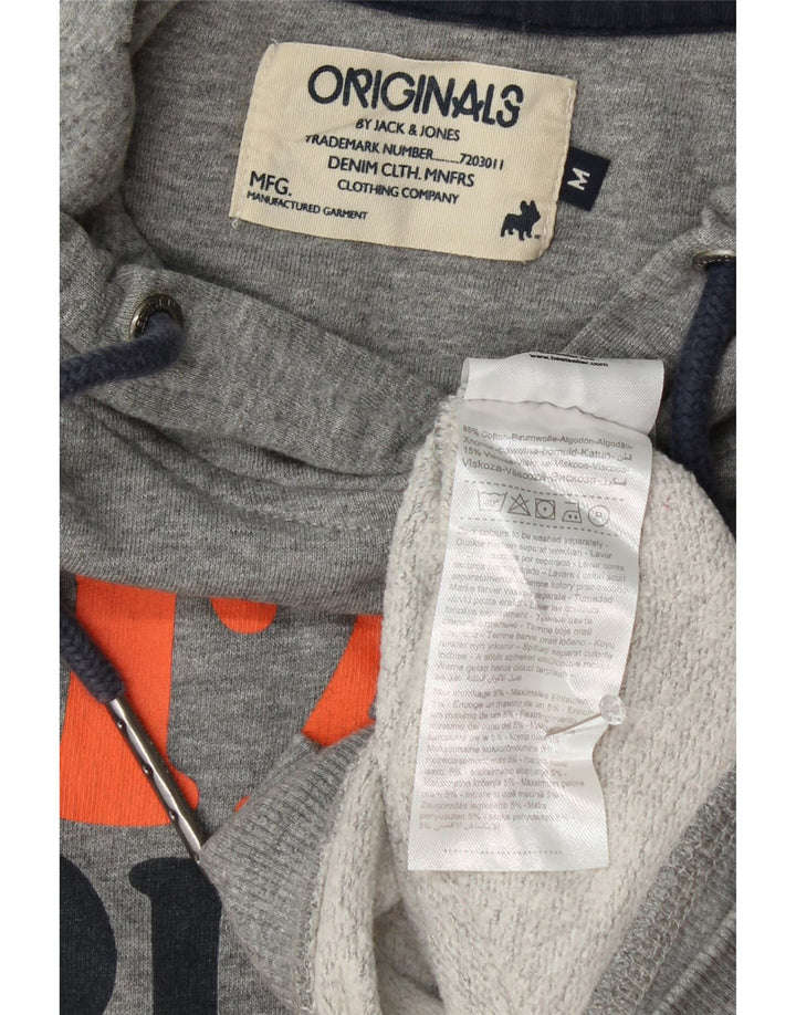 JACK & JONES Mens Graphic Hoodie Jumper Medium Grey Cotton Vintage Jack & Jones and Second-Hand Jack & Jones from Messina Hembry 