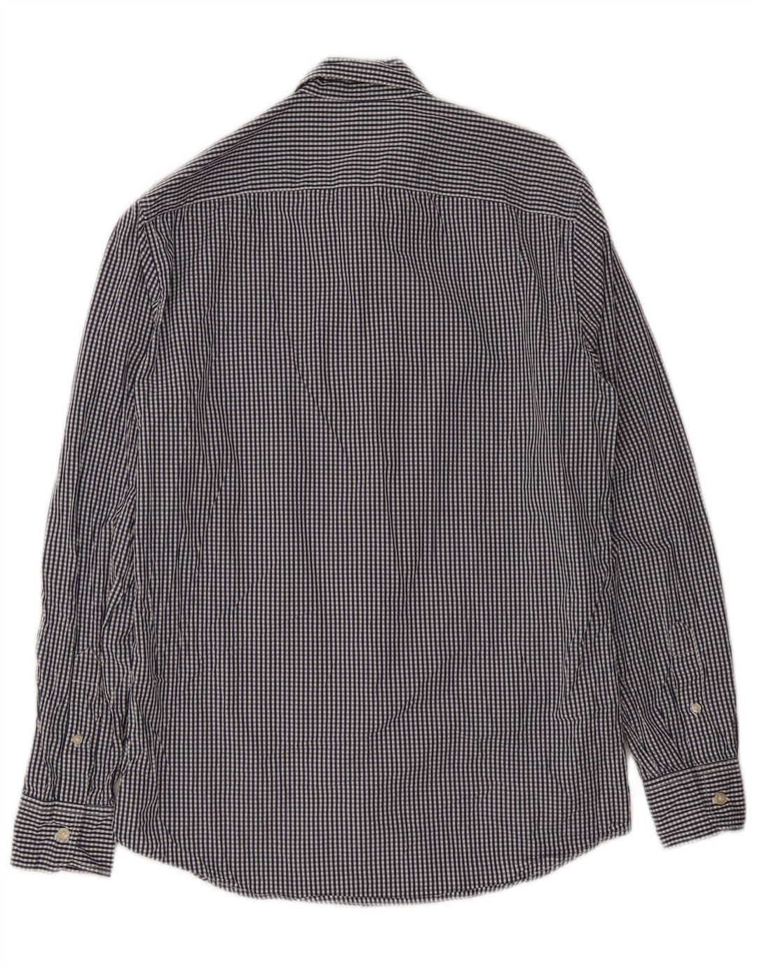 Camisa masculina Benetton de algodão guingão azul médio