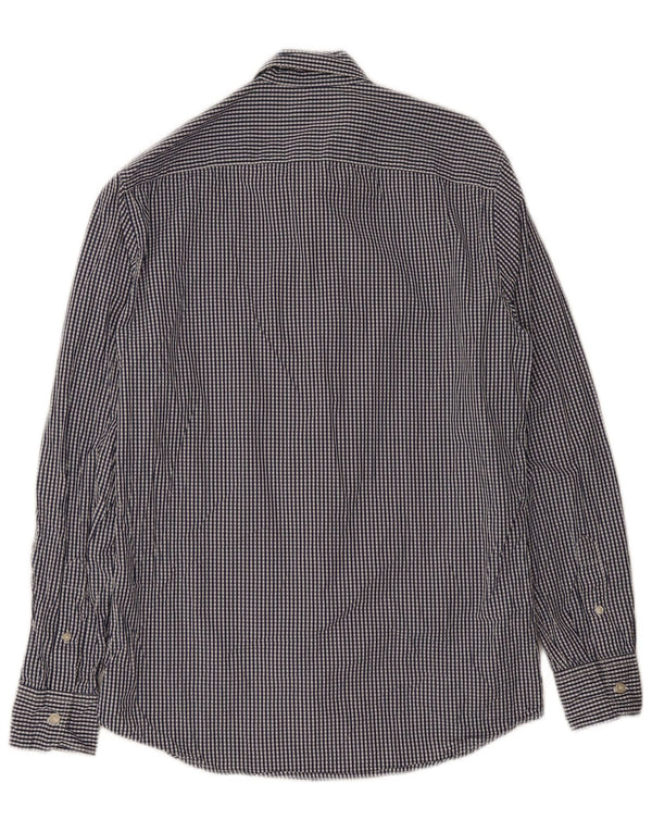 Camisa masculina Benetton de algodão guingão azul médio