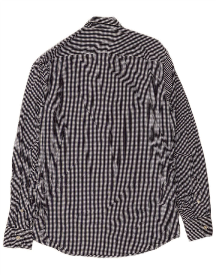 Camisa masculina Benetton de algodão guingão azul médio