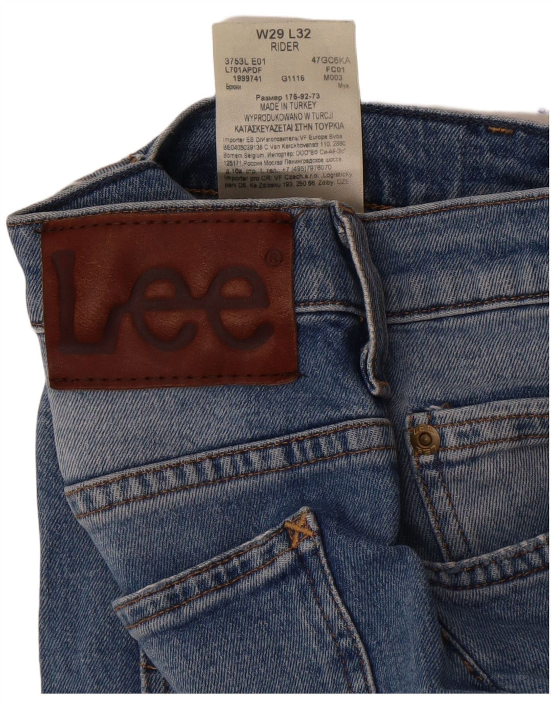 Lee Mens Rider Slim Jeans W29 L32 Azul Algodão