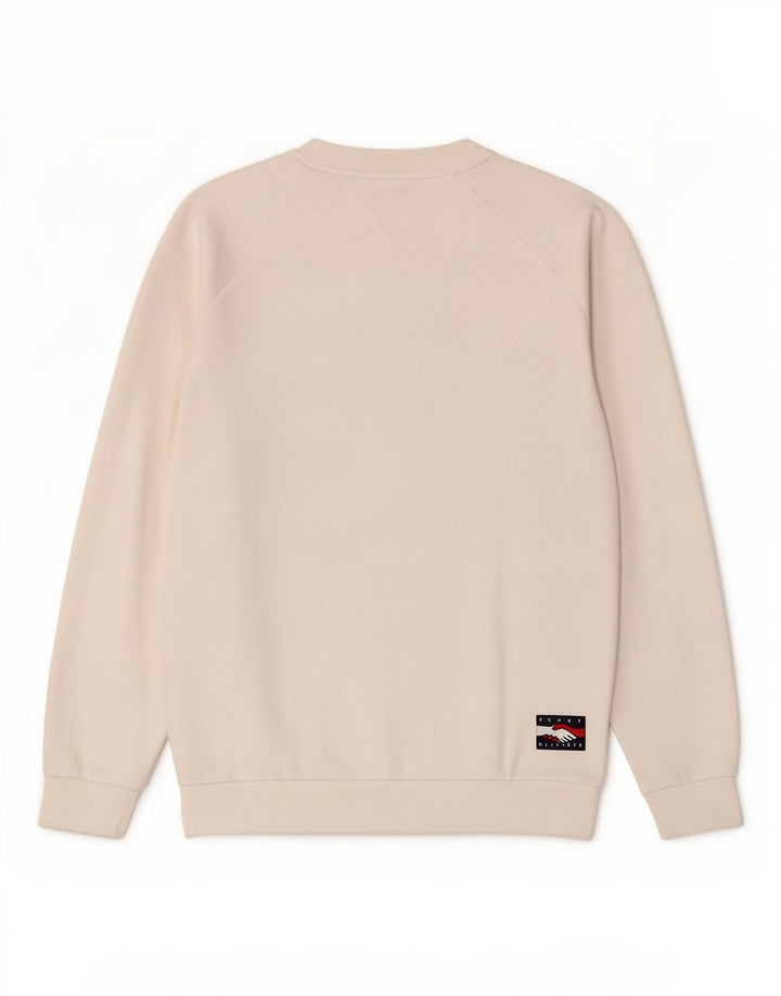 Tommy Hilfiger moletom gráfico masculino jumper médio algodão branco
