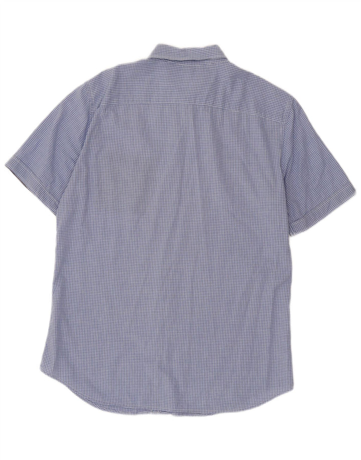 Camisa masculina de manga curta Benetton xadrez azul médio