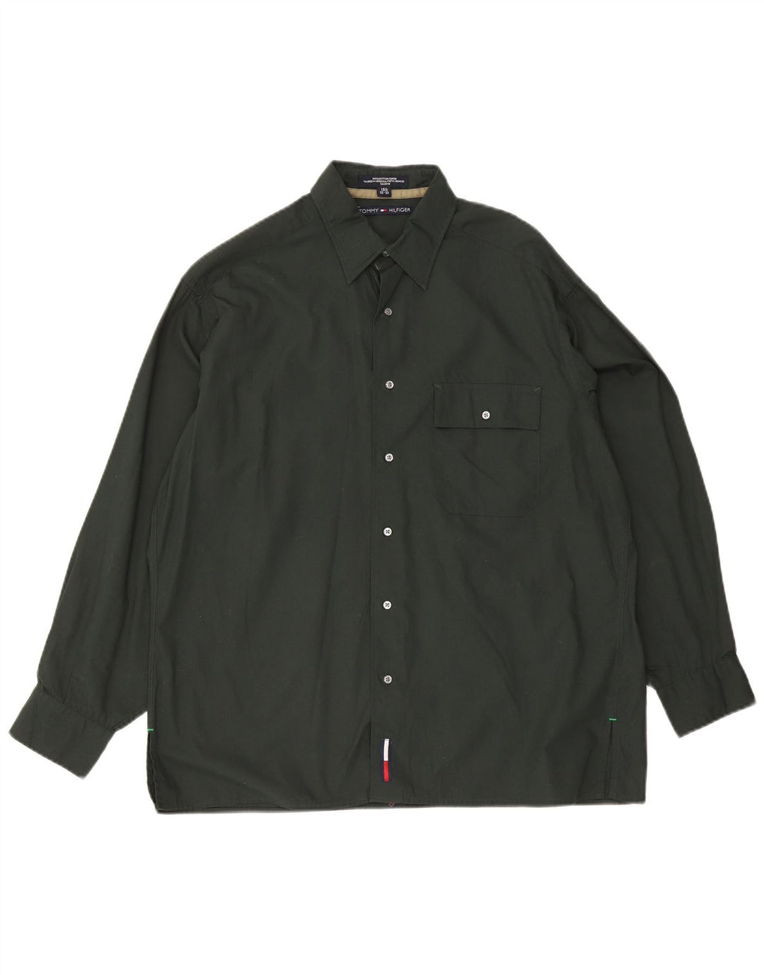 Camisa masculina Tommy Hilfiger tamanho 15 1/2 algodão verde médio