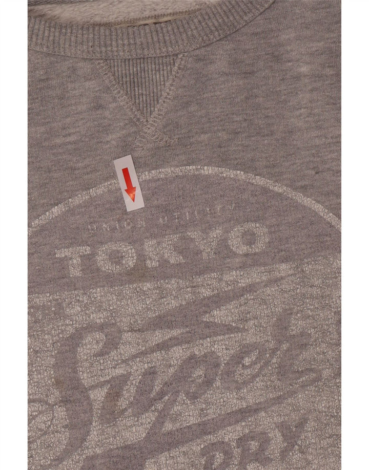 Superdry moletom gráfico masculino jumper pequeno algodão manchado cinza