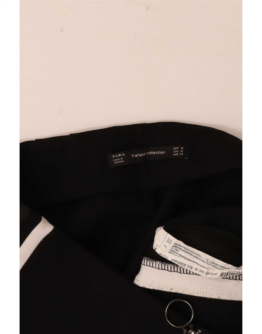 Calça de treino feminina Zara UK 12 médio preto colorblock viscose