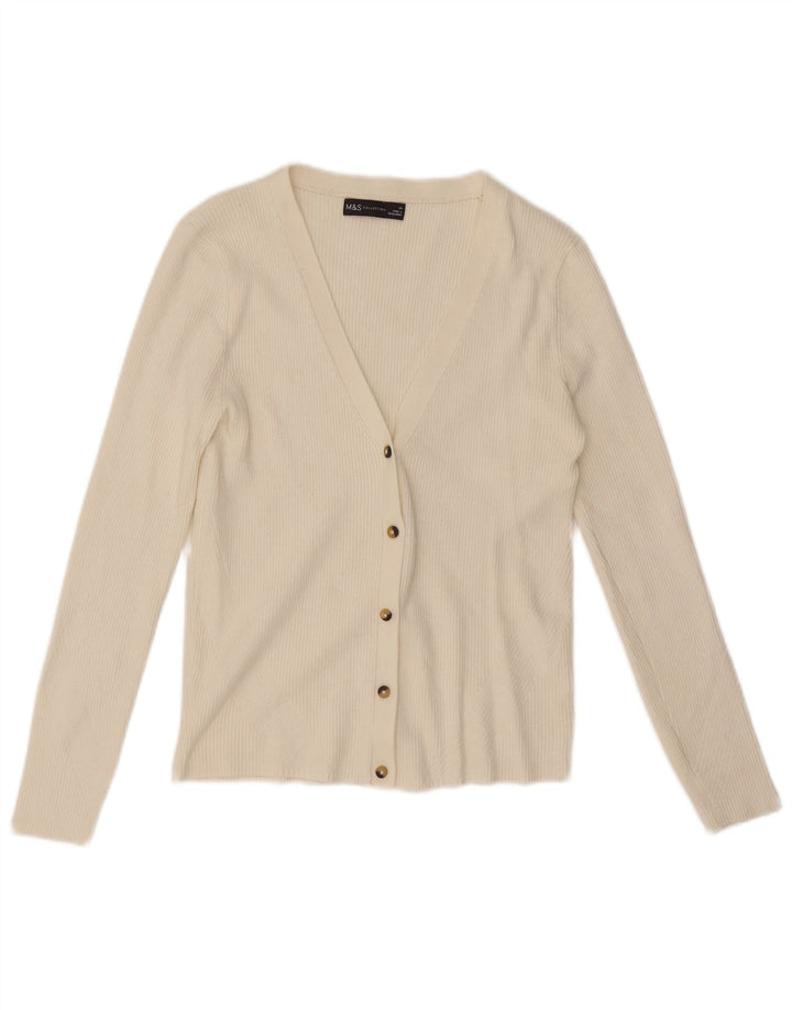 Suéter cardigã feminino Marks & Spencer UK 14 médio branco