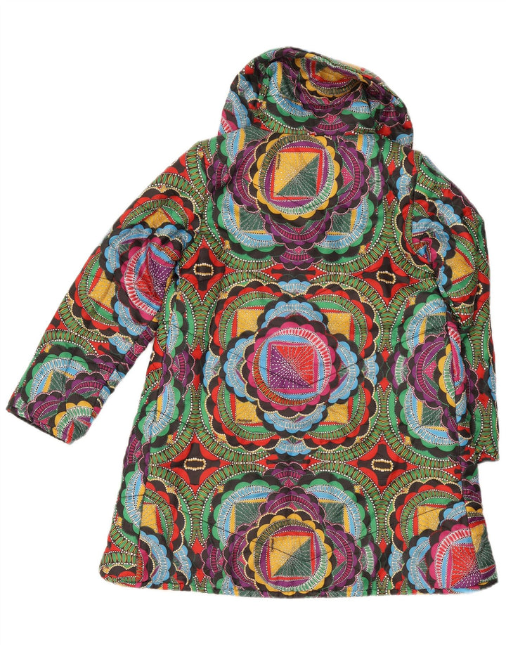 Jaqueta acolchoada feminina Desigual UK 10 poliéster geométrico colorido pequeno