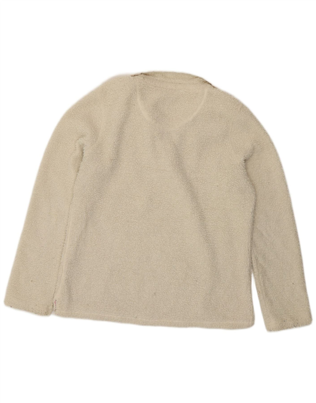 Jumper de lã feminino com gola redonda e gola redonda, poliéster branco grande Reino Unido 14