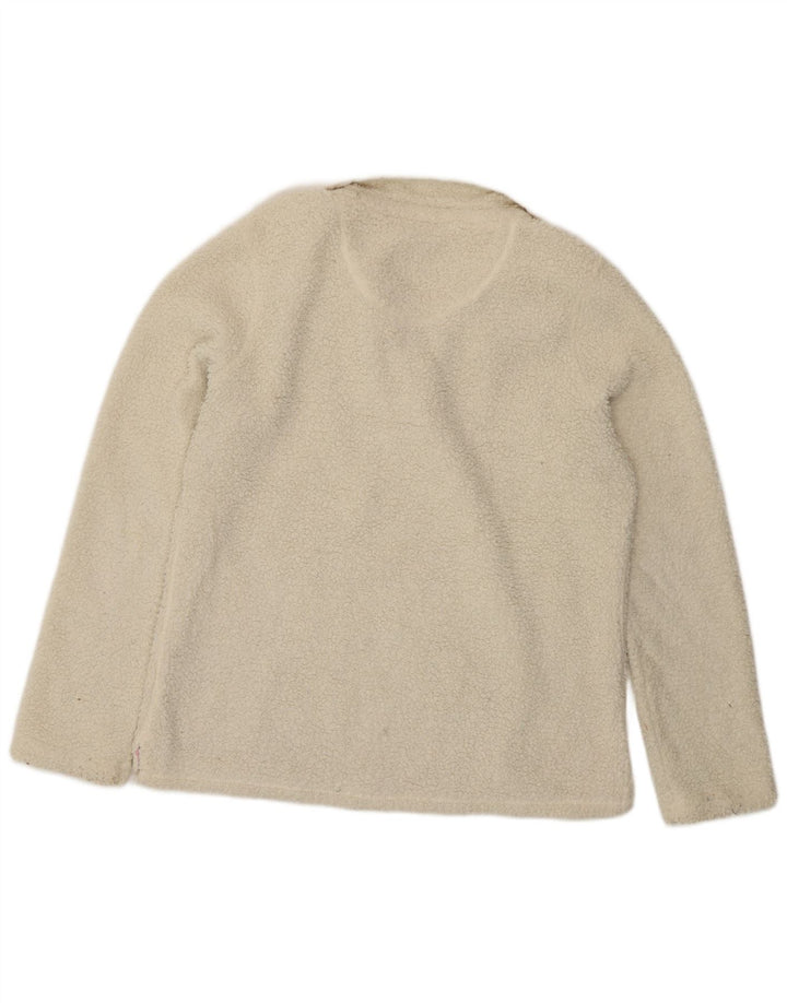 Jumper de lã feminino com gola redonda e gola redonda, poliéster branco grande Reino Unido 14