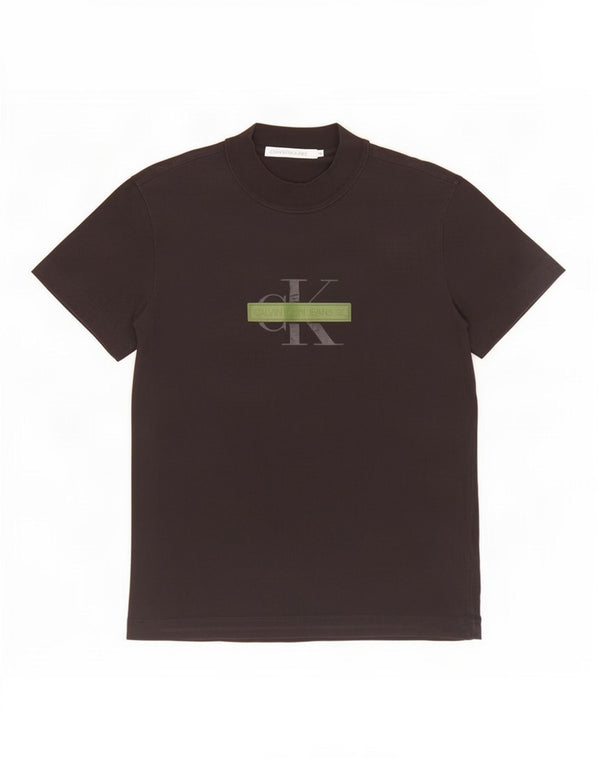 Calvin Klein Jeans Camiseta masculina gráfica top pequeno algodão preto