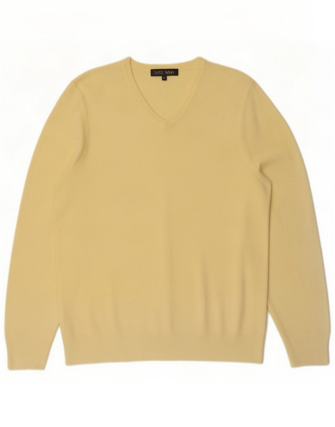 Suéter masculino com decote em V da Marks & Spencer Acrílico amarelo médio