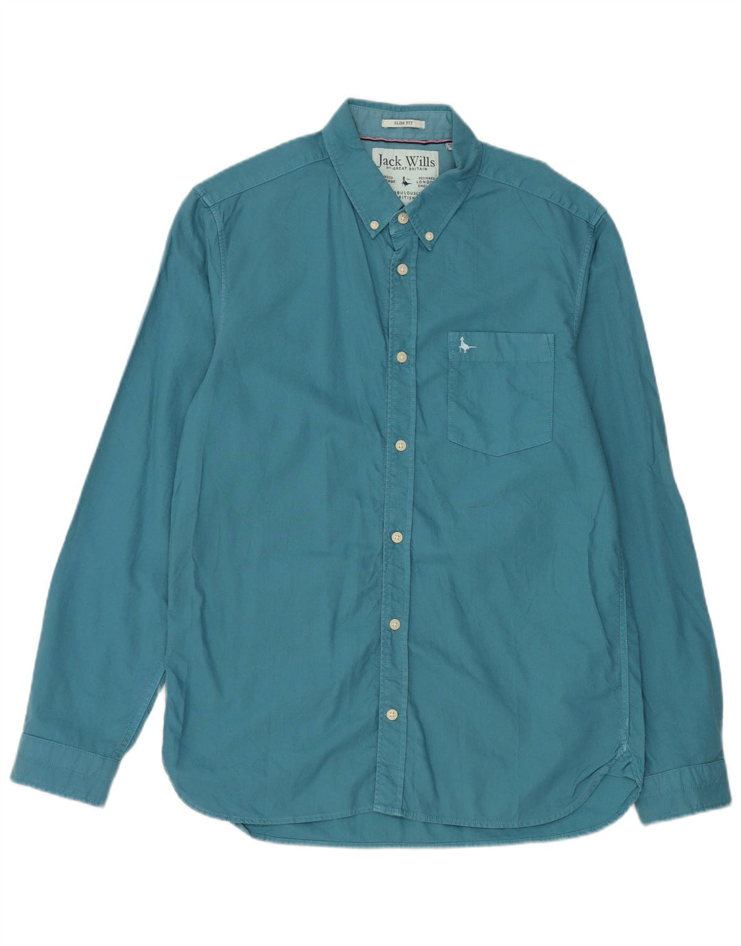 Camisa masculina slim fit Jack Wills azul médio