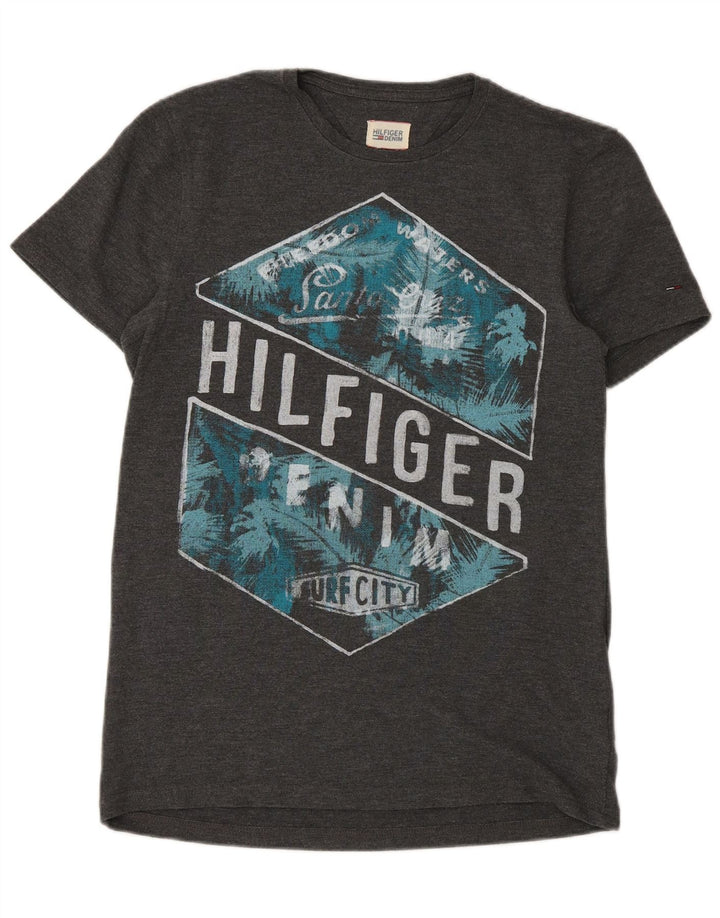 Tommy Hilfiger Camiseta masculina gráfica Top cinza médio