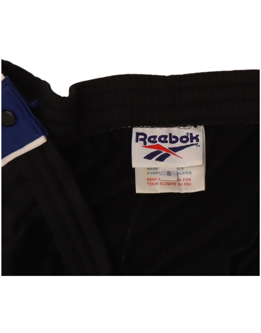 Calça de treino masculina Reebok pequena preta colorblock poliéster
