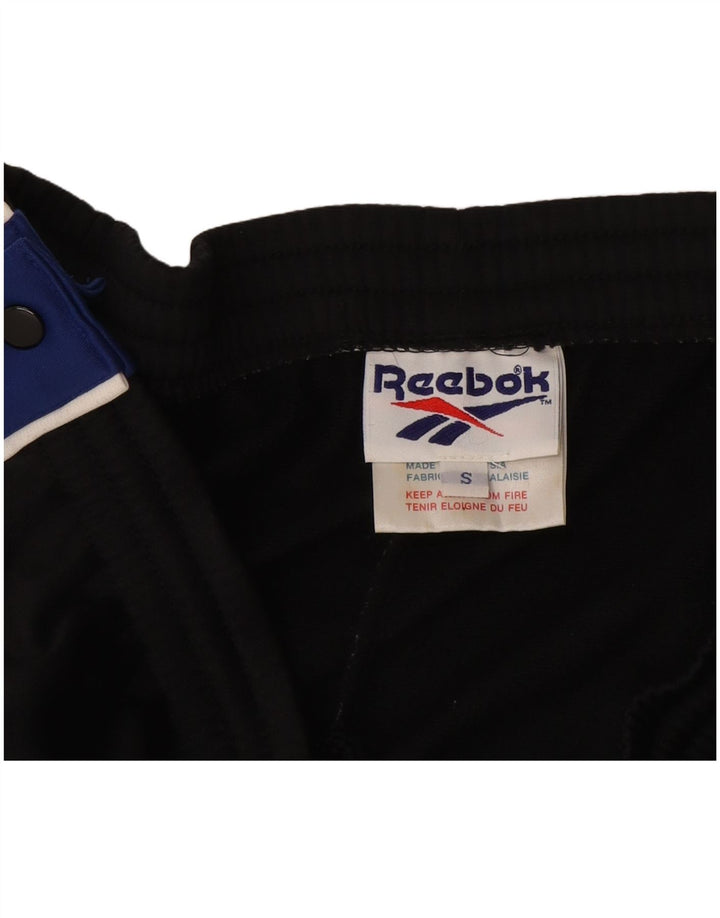 Calça de treino masculina Reebok pequena preta colorblock poliéster